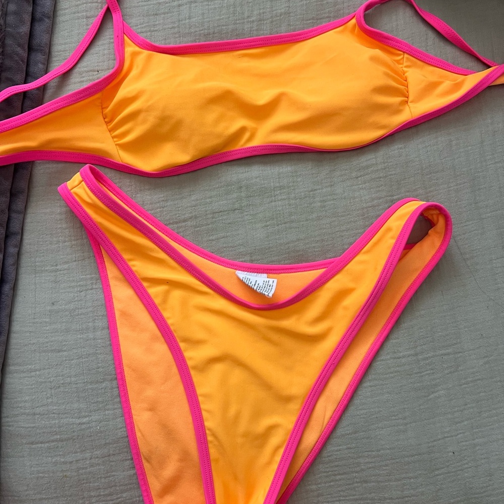 Wild Fable Orange Bikini with Pink Trim